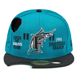 Șapcă Off-White pentru bărbați, MLB New Era, stil crossover, cu logo brodat și găuri, albastră