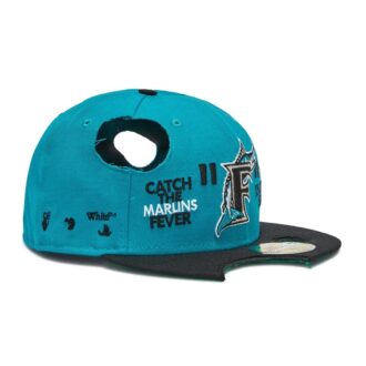 Șapcă Off-White pentru bărbați, MLB New Era, stil crossover, cu logo brodat și găuri, albastră