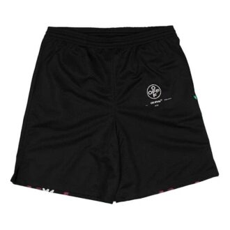 C/O Virgil Abloh Pantaloni Scurți din plasă cu șablon diagonal negru pentru bărbați