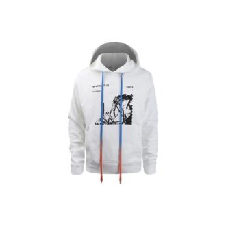 c/o Virgil Abloh Pantaloni slim albi pentru bărbați, cu imprimeu Ruined Factory