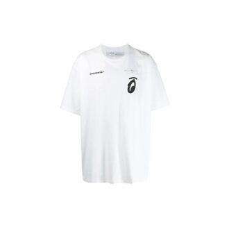 C/O Virgil Abloh Tricou alb pentru bărbați cu imprimeu săgeți despicate