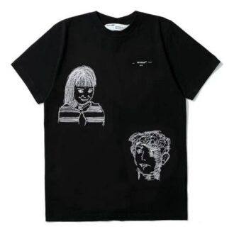 C/O VIRGIL ABLOH Tricou cu mânecă scurtă cu imprimeu cu caractere mici, versiune obișnuită, negru