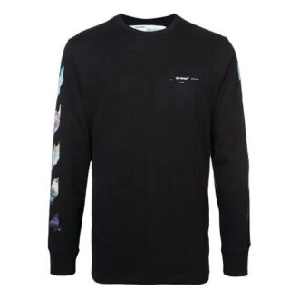 C/O Virgil Abloh Tricou negru cu mâneci lungi și Arrows diagonale pentru bărbați