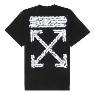 C/O Virgil Abloh Tricou negru pentru bărbați cu bandă de aeroport
