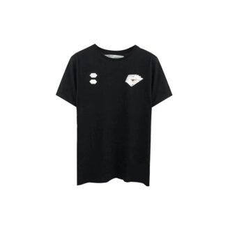 C/O Virgil Abloh Tricou negru pentru bărbați cu imprimeu realizat manual