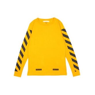 C/O VIRGIL OW 13 Tricou cu mâneci lungi și dungi cu litere, unisex, galben