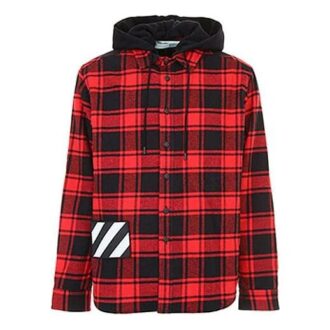 Cămășă cu glugă în carouri roșu-negru „Red Black”