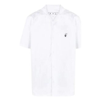 Cămășă cu mânecă scurtă și logo brodat pe spate SS21, alb
