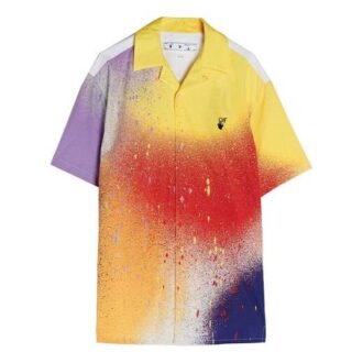 Cămășă cu mânecă scurtă Off-White x Katsu Crossover FW21 cu imprimeu, portocalie