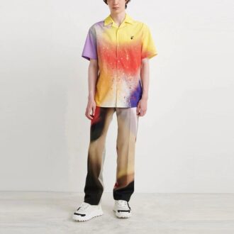 Cămășă cu mânecă scurtă Off-White x Katsu Crossover FW21 cu imprimeu, portocalie