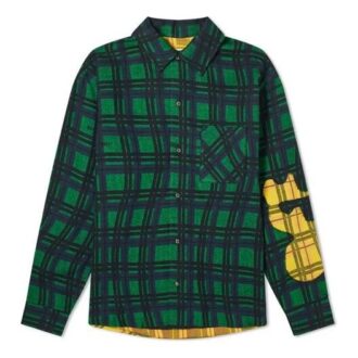 Cămășă cu mâneci lungi din flanelă cu imprimeu, pentru bărbați, verde