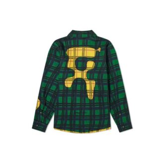 Cămășă cu mâneci lungi din flanelă cu imprimeu, pentru bărbați, verde