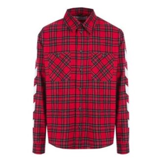 Cămășă cu mâneci lungi din flanelă în carouri SS21, croială largă, roșie