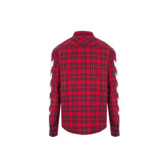 Cămășă cu mâneci lungi din flanelă în carouri SS21, croială largă, roșie
