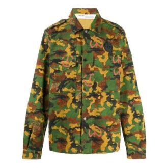 Cămășă cu mâneci lungi și imprimeu camuflaj, versiunea verde