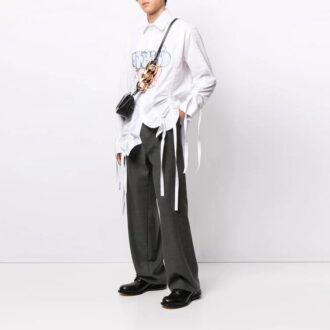 Cămășă cu mâneci lungi și imprimeu cu logo graffiti SS21, alb