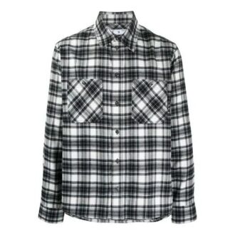 Cămășă cu mâneci lungi în carouri SS21, negru