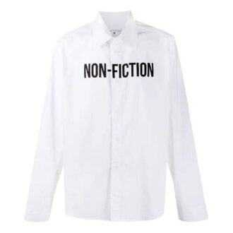 Cămășă cu mâneci lungi pentru bărbați, imprimeu Non-Fiction, colecția FW20, alb