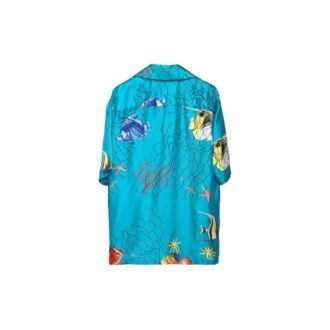 Cămășă cu mâneci scurte SS20 Blue Fishnet Bowling