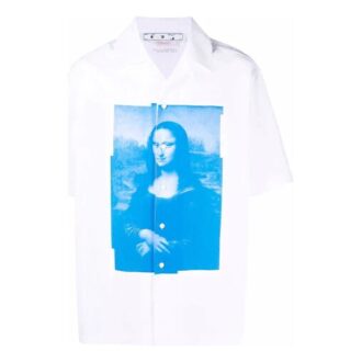 Cămașă albă cu mânecă scurtă Off-White pentru bărbați, model Mona Lisa