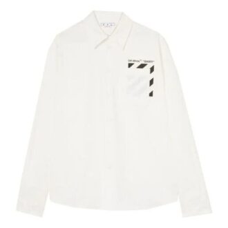 Cămașă albă cu mâneci lungi și imprimeu cu dungi diagonale pentru bărbați Off-White FW22