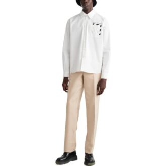 Cămașă albă cu mâneci lungi și imprimeu cu dungi diagonale pentru bărbați Off-White FW22