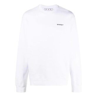 Cămașă albă Off-White pentru bărbați, colecția SS22, cu imprimeu logo, mâneci lungi și guler rotund