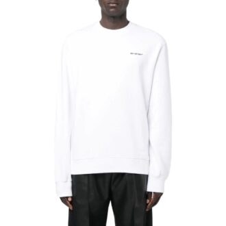 Cămașă albă Off-White pentru bărbați, colecția SS22, cu imprimeu logo, mâneci lungi și guler rotund