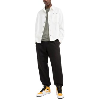 Cămașă albă Off-White pentru bărbați FW22, cu imprimeu pe spate, croi larg, din Denim, cu un singur rând de nasturi