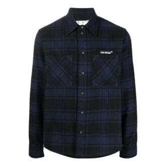 Cămașă albastră din flanel cu carouri și săgeți Off-White pentru bărbați