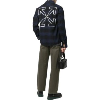 Cămașă albastră din flanel cu carouri și săgeți Off-White pentru bărbați