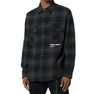 Cămașă basic din flanelă, largă, în carouri, negru-gri