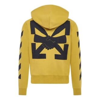 Cămașă bărbătească Off-White cu fermoar și imprimeu cu săgeți, galben-curcuma