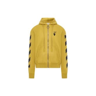 Cămașă bărbătească Off-White cu fermoar și imprimeu cu săgeți, galben-curcuma