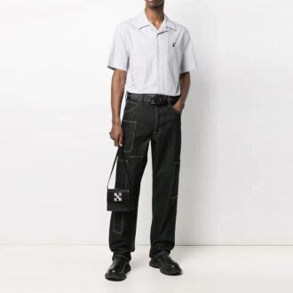 Cămașă casual cu mânecă scurtă și dungi SS21, versiunea albă