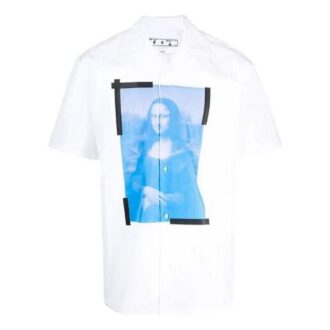 Cămașă cu mânecă scurtă și logo imprimat SS21 Alb