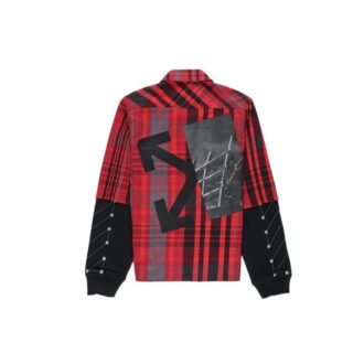 Cămașă cu mâneci din tricou în carouri „Roșu-Negru”