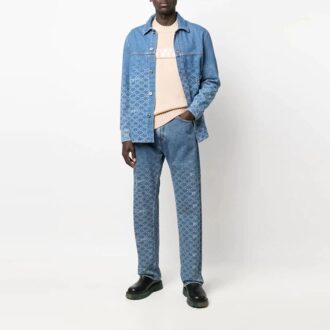 Cămașă cu mâneci lungi din denim cu gradient, albastră