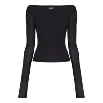 Cămașă cu mâneci lungi Off-White SS20 cu slogan aplicat, negru
