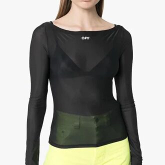 Cămașă cu mâneci lungi Off-White SS20 cu slogan aplicat, negru