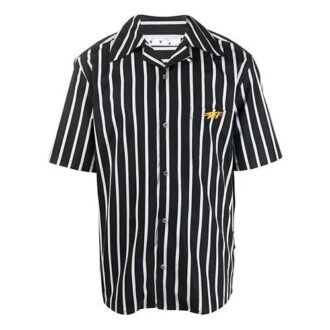 Cămașă cu mâneci scurte, model bowling, cu dungi, colecția Fw20