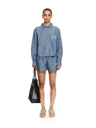 Cămașă de pijama din denim chambray