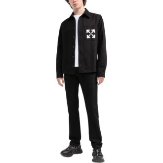 Cămașă din denim cu mâneci lungi și imprimeu cu logo Arrows SS22, negru