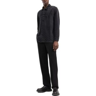 Cămașă din denim cu monogramă „Negru”