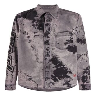 Cămașă din denim vopsită în noduri cu logo săgeată FW20 pentru bărbați, negru