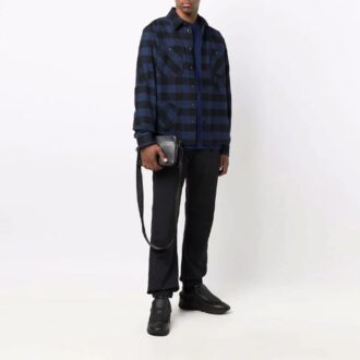 Cămașă din flanel cu mâneci lungi, croială largă, albastră