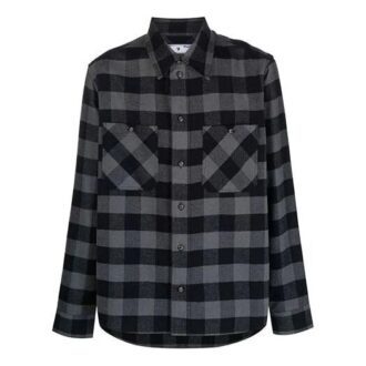 Cămașă din flanel cu mâneci lungi și model în carouri cu săgeți, versiunea neagră