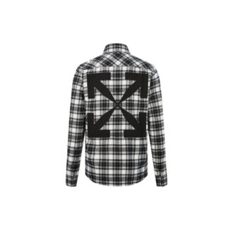 FW21 Cămășă cu mâneci lungi, model cu imprimeu în carouri și săgeți mari, versiune neagră