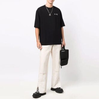 FW21 Cu imprimeu logo, guler rotund, pantaloni scurți, versiune standard, negru