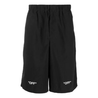 FW22 Pantaloni Scurți cu talie elastică, imprimeu logo, culoare solidă, versiune neagră